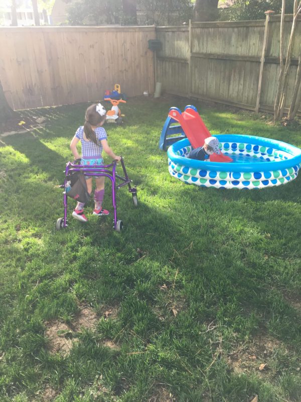 Kids playing in backyard