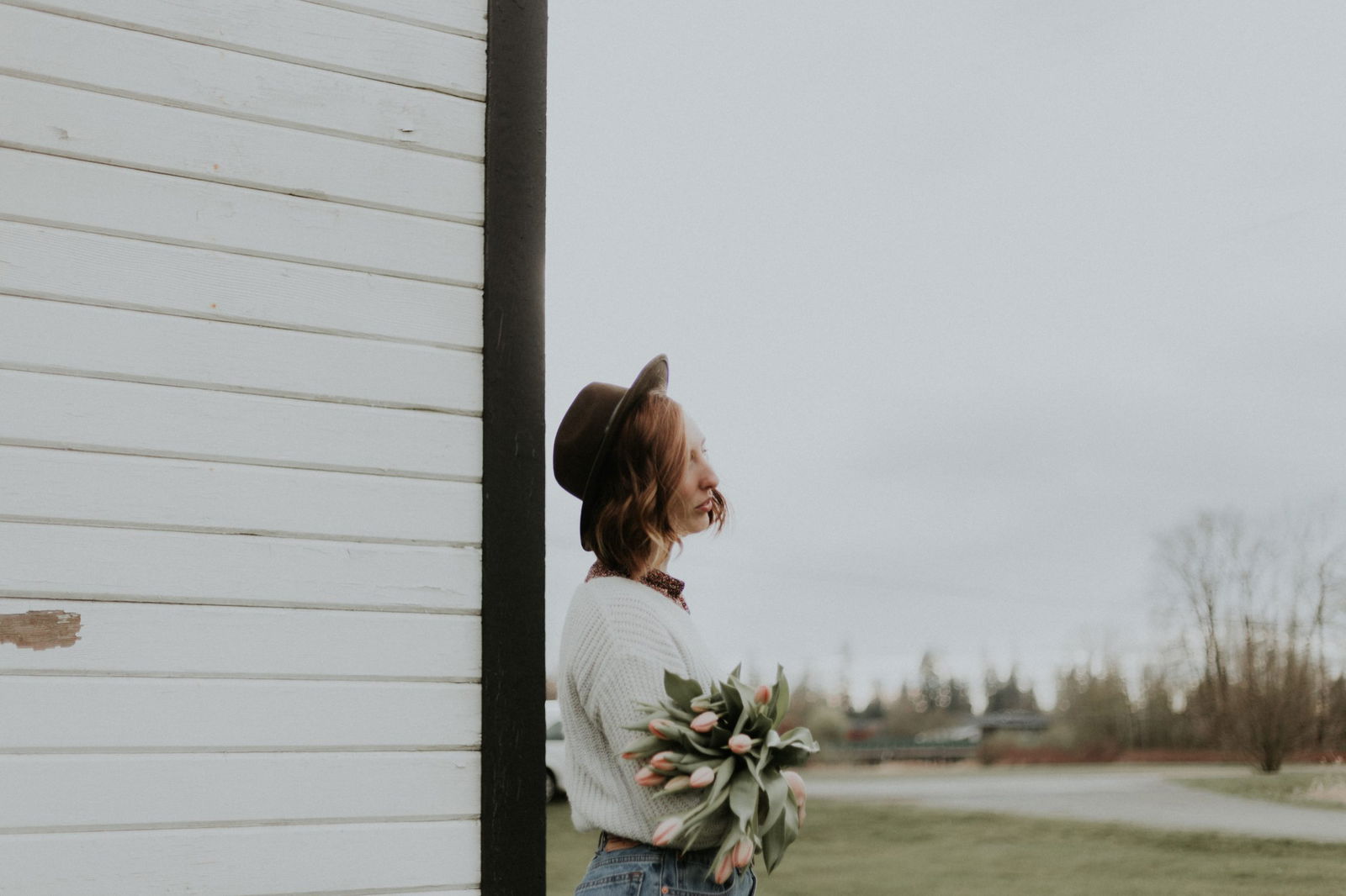 Woman holding bouquet of flowers on Mother's Day