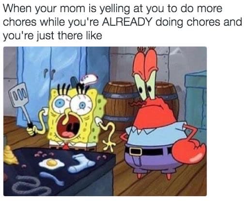 sponge bob chores meme