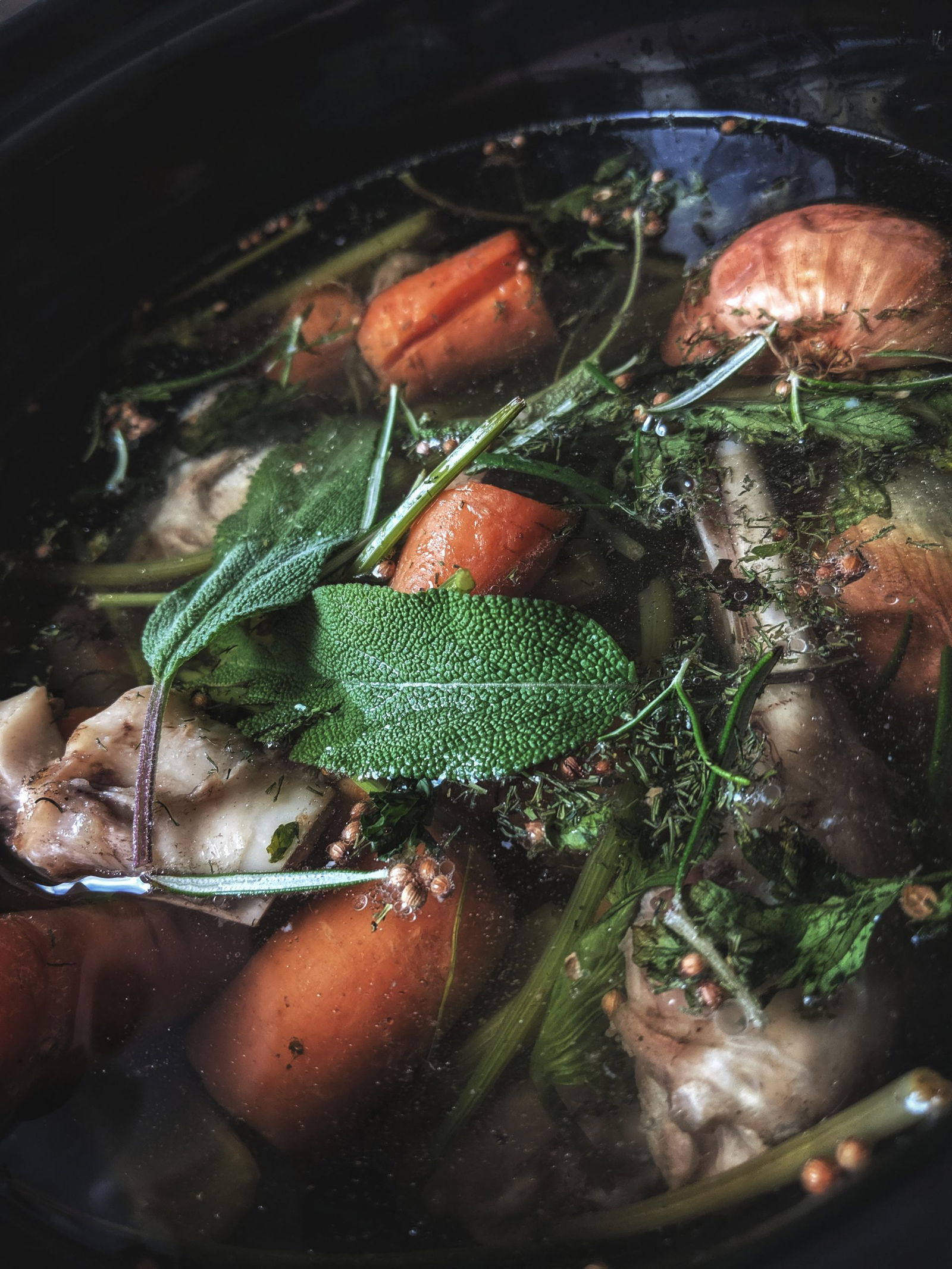 reuse food scraps by making chicken broth