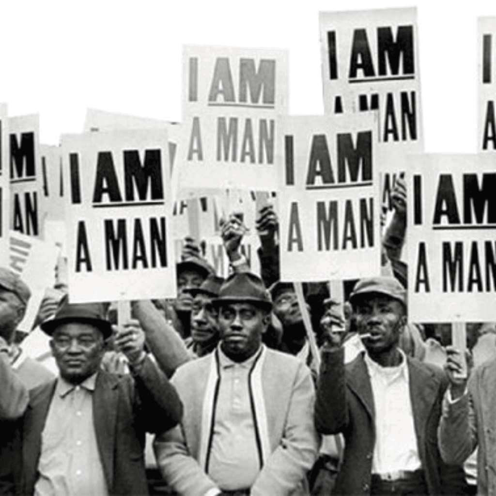 Black men holding I Am a Man signs