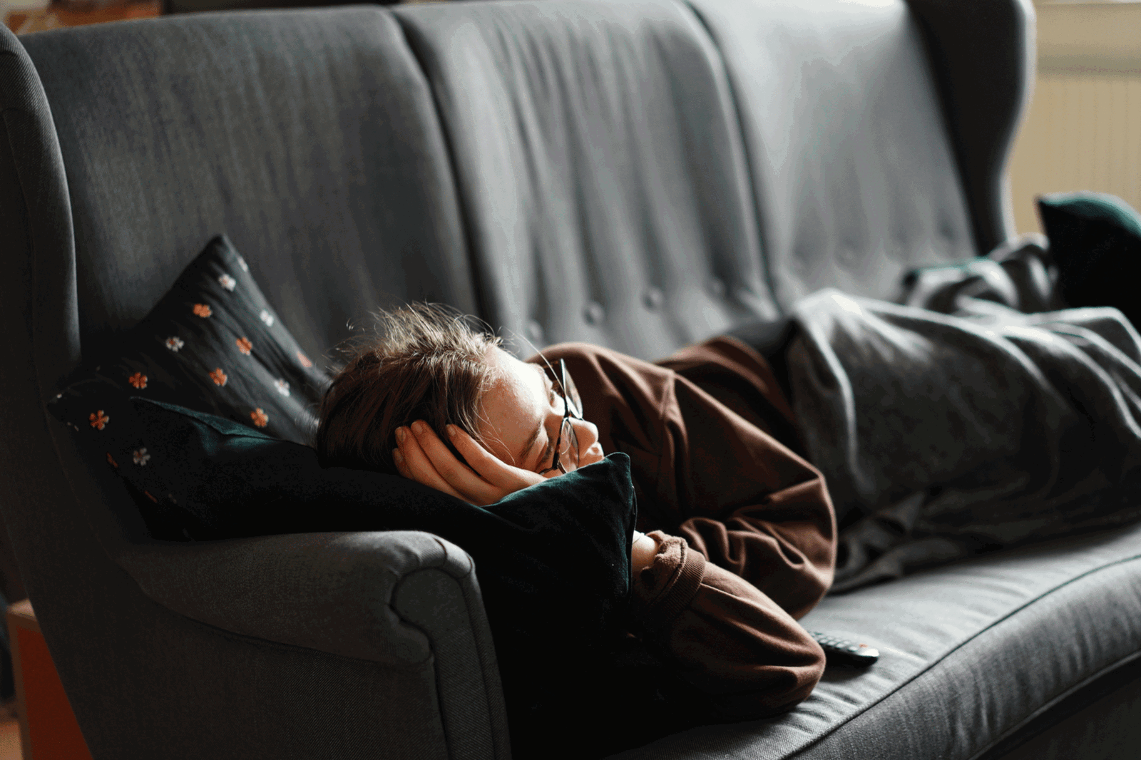 woman watching TV alone