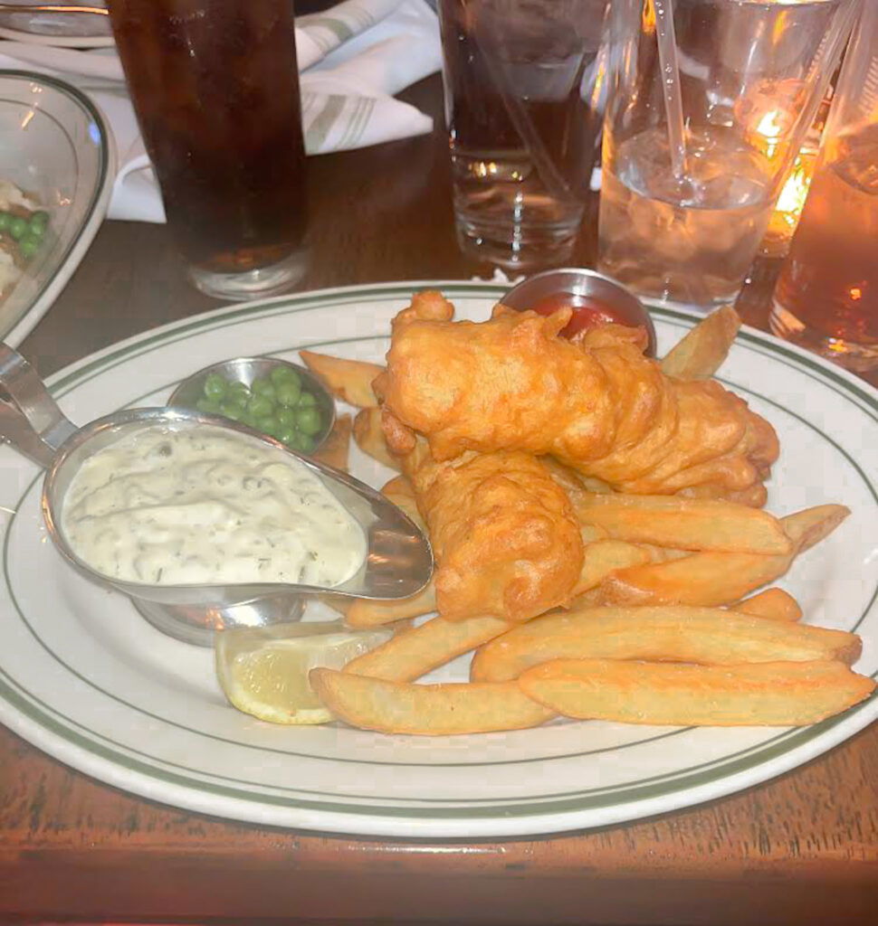 fish and chips at Bog and Barley