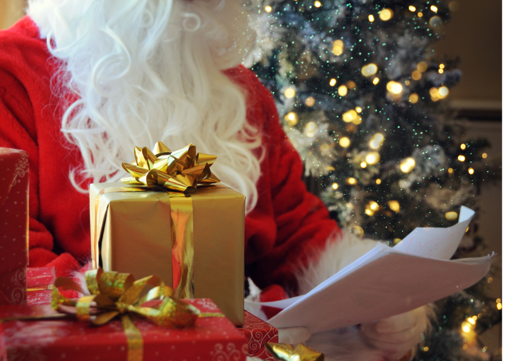 Santa Clause writing his list- the holiday season is here 