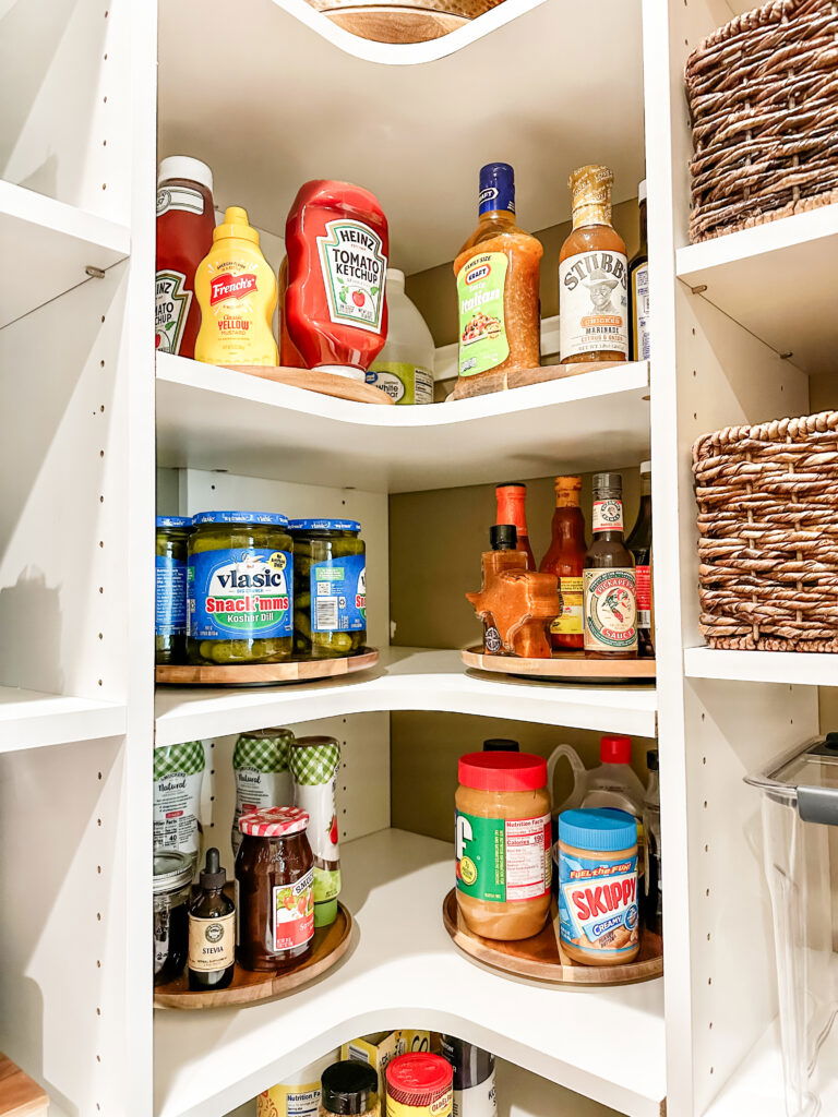 use turntables in the pantry to get organized 