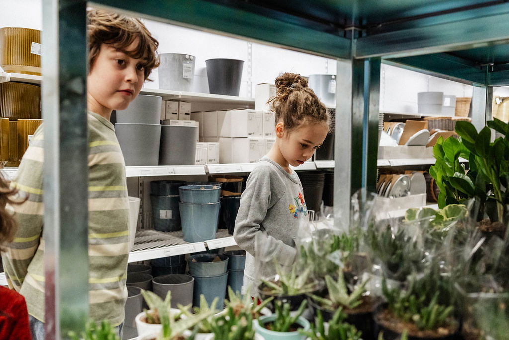 kids shopping at the ikea marketplace